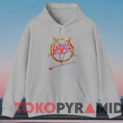 1985 Slayer Hell Awaits Tour T shirt Grey Hoodie