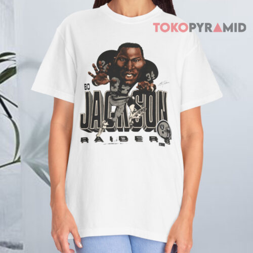 1987 Bo Jackson Raiders Caricature White T shirt