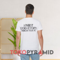 1987 Jimmy Buffett A Parrot Looks At Forty American Tour Double-sided Shirt 5 1987 Jimmy Buffett A Parrot Looks At Forty American Tour Double Sided White T shirt Back