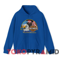 1989 Harley Davidson Proud To Be American Double Sided T shirt Blue Hoodie