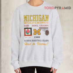 1989 Michigan National Basketball Champs Rose Bowl Champs Vintage Grey Sweatshirt