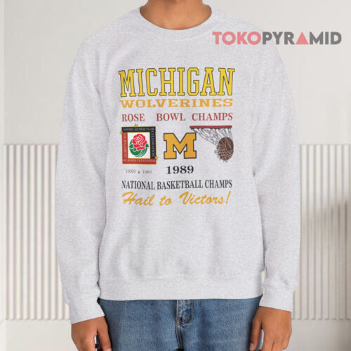 1989 Michigan National Basketball Champs Rose Bowl Champs Vintage Sweatshirt