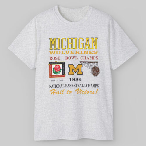 1989 Michigan National Basketball Champs Rose Bowl Champs Vintage T shirt