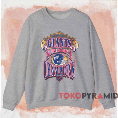 1990 New York Giants Super Bowl Xxv Champions Shirt Grey Sweatshirt