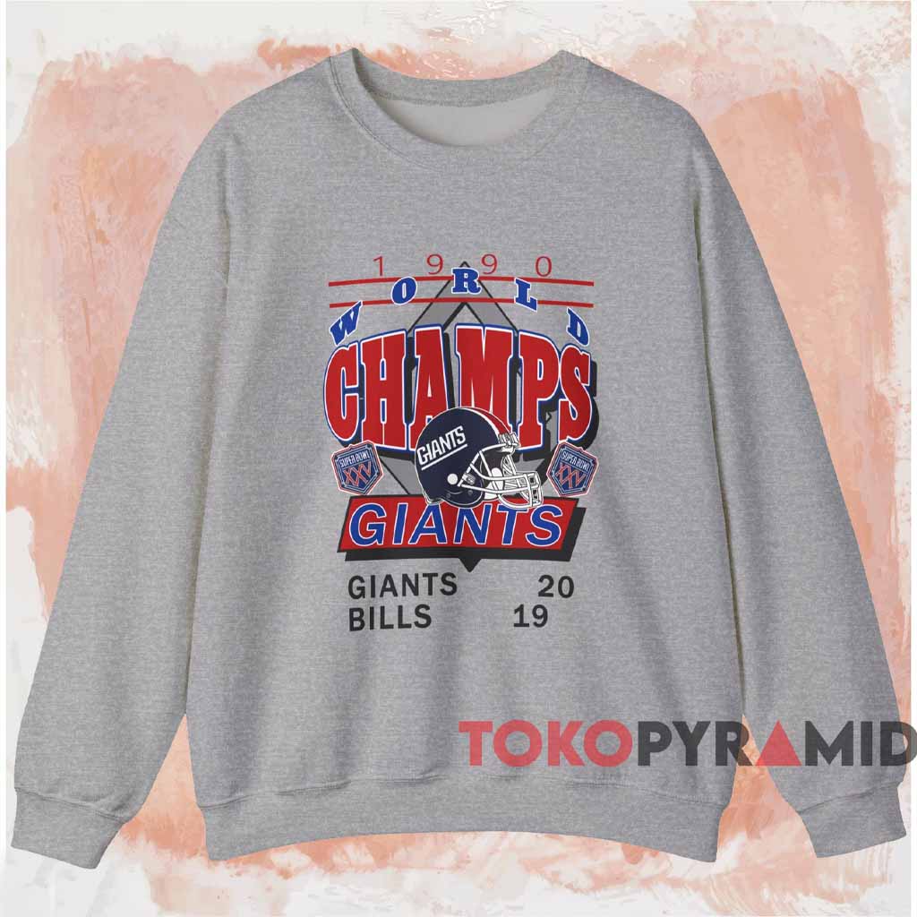 1990 New York Giants World Champions Shirt Grey Sweatshirt 1990 New York Giants World Champions Shirt Grey Sweatshirt