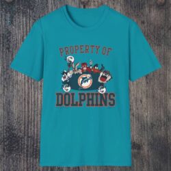 1991 Miami Dolphins Looney Tunes Shirt Tropical Blue T shirt