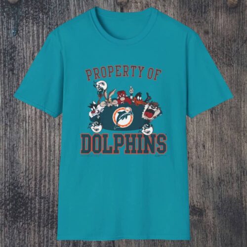 1991 Miami Dolphins Looney Tunes Shirt Tropical Blue T shirt