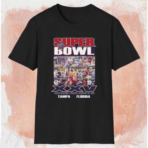 1991 New York Giants Super Bowl Xxv Tampa Florida Shirt Black T shirt