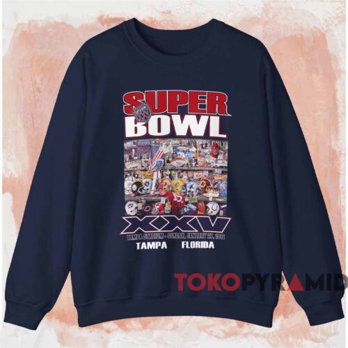 1991 New York Giants Super Bowl Xxv Tampa Florida Shirt Navy Sweatshirt