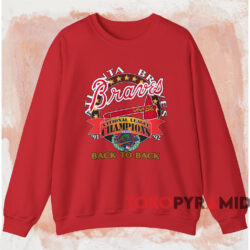 1992 Atlanta Braves World Series Back2Back Shirt 3 1992 Atlanta Braves World Series Back2back Shirt Red Sweatshirt