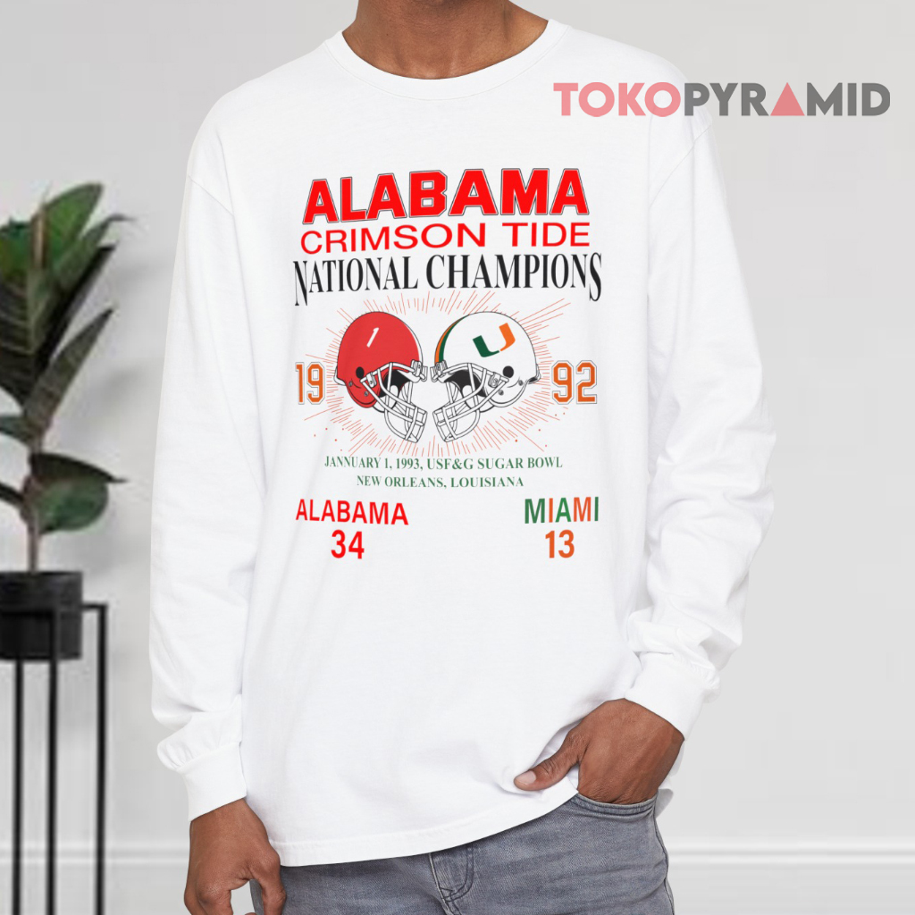 1992 National Champions Alabama Vs Miami Long sleeved 1992 National Champions Alabama Vs Miami Long sleeved