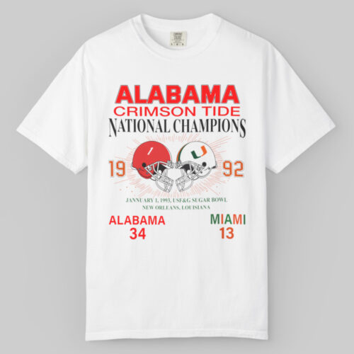 1992 National Champions Alabama Vs Miami T shirt 1992 National Champions Alabama Vs Miami T shirt