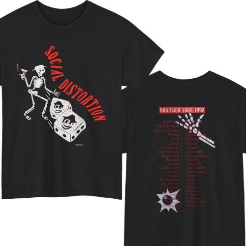 1992 Social Distortion Bad Luck Tour Shirt 2-Sided 1992 Social Distortion Bad Luck Tour Shirt 2-Sided