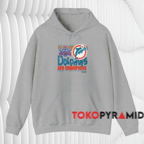 1993 Miami Dolphins Afc Champions Shirt Grey Hoodie