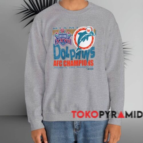 1993 Miami Dolphins Afc Champions Shirt Grey Sweatshirt