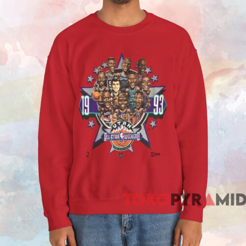 1993 Nba All Star Weekend Caricature T shirt Red Sweatshirt 1993 Nba All Star Weekend Caricature T shirt Red Sweatshirt