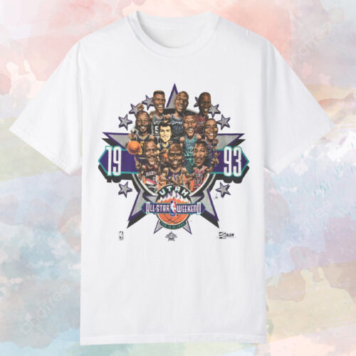 1993 Nba All Star Weekend Caricature T-shirt White T shirt 1993 Nba All Star Weekend Caricature T-shirt White T shirt