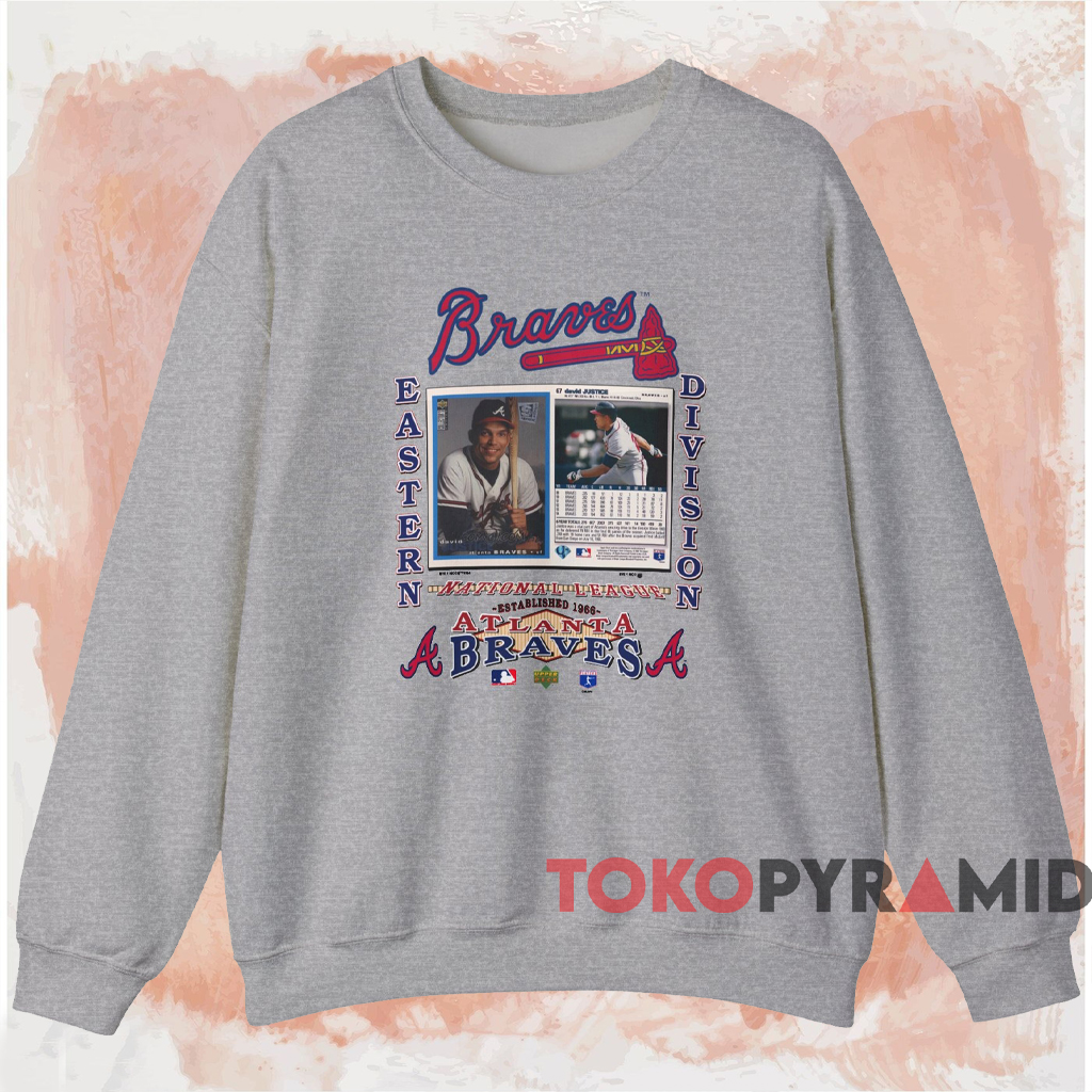1994 Atlanta Braves David Justice Shirt Grey Sweatshirt 1994 Atlanta Braves David Justice Shirt Grey Sweatshirt
