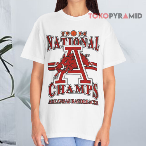 1994 National Champs Arkansas Razorbacks White T shirt 1994 National Champs Arkansas Razorbacks White T shirt