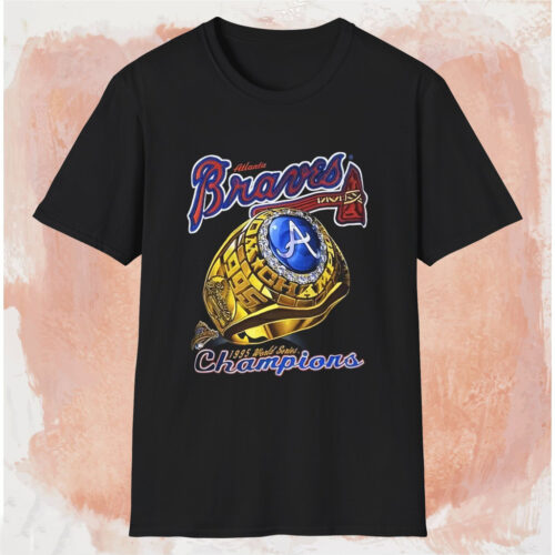 1995 Atlanta Braves World Series Champions Ring Shirt Black T shirt