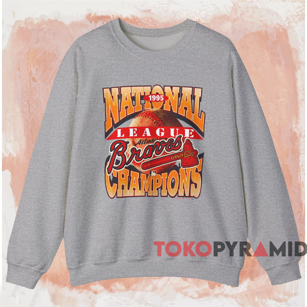 1995 National League Champions Atlanta Braves Shirt Grey Sweatshirt 1995 National League Champions Atlanta Braves Shirt Grey Sweatshirt