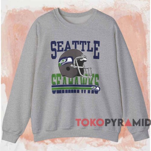 1995 Nfl Seattle Seahawks Helmet Shirt Grey Sweatshirt