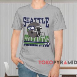 1995 Nfl Seattle Seahawks Helmet Shirt Grey T shirt