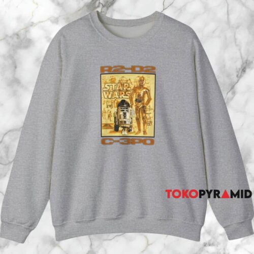1996 Star Wars R2 d2 C 3po Shirt Grey Sweatshirt