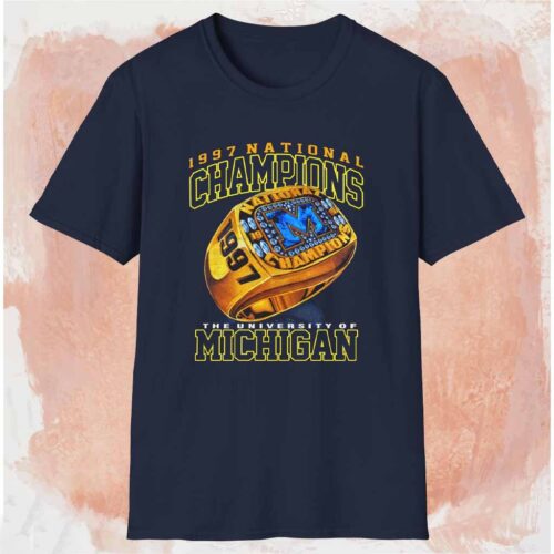 1997 National Champions University Of Michigan Shirt Navy T shirt