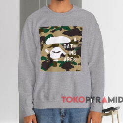 1st Camo BAPE Face Tag Logo T-shirt 4 1st Camo Bape Face Tag Logo T shirt Grey Sweatshirt