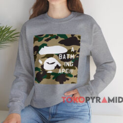 1st Camo BAPE Face Tag Logo T-shirt 3 1st Camo Bape Face Tag Logo T shirt Grey Sweatshirt