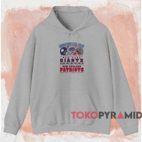 2008 Super Bowl Xlii Giants Vs Patriots Shirt Grey Hoodie