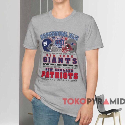 2008 Super Bowl Xlii Giants Vs Patriots Shirt Grey T shirt