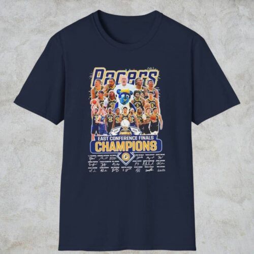 2025 Indiana Pacers East Conference Finals Champions Signatures Shirt Navy T shirt 2025 Indiana Pacers East Conference Finals Champions Signatures Shirt Navy T shirt