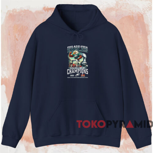2025 Super Bowl Lix Champions Philadelphia Eagles Mascot Shirt Navy Hoodie