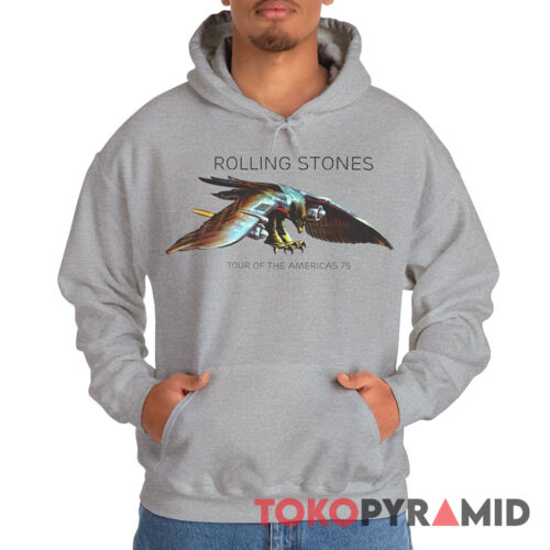 70s Vintage Rolling Stones Tour Of The Americas 1975 Eagle Rare Hoodie