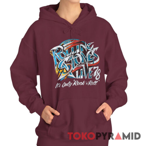 70s Vintage The Rolling Stones Live 78 Rock N Roll Rare Hoodie