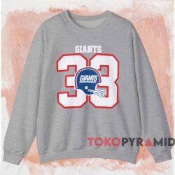 80s New York Giants 33 Football Shirt Grey Sweatshirt