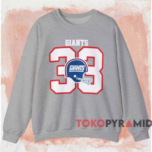 80s New York Giants 33 Football Shirt Grey Sweatshirt