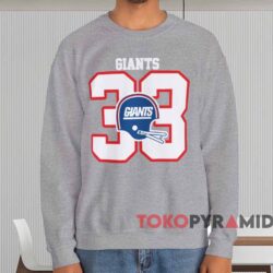 80s New York Giants 33 Football Shirt Grey Sweatshirt