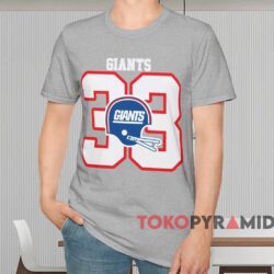 80s New York Giants 33 Football Shirt Grey T shirt