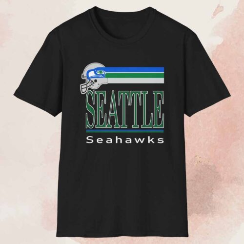 80s Nfl Football Seattle Seahawks Shirt Black T shirt