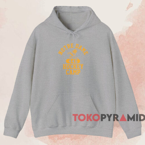 80s Notre Dame 446 Hockey Camp T shirt Grey Hoodie 80s Notre Dame 446 Hockey Camp T shirt Grey Hoodie
