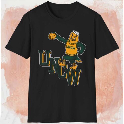 80s Unc Wilmington Seahawks Basketball Shirt Black T shirt