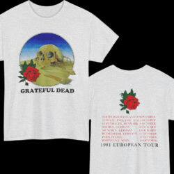 80s Vintage Grateful Dead 1981 European Tour Stanley Mouse Skull Rose 2 Sided Rare Shirt