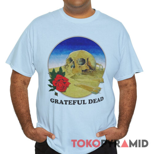 80s Vintage Grateful Dead 1981 European Tour Stanley Mouse Skull Rose 2 Sided Rare Shirt Front