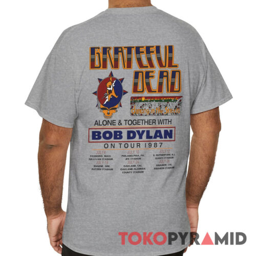 80s Vintage Grateful Dead 1987 US Tour Bob Dylan Alone Together 2 Sided Rare Shirt Back