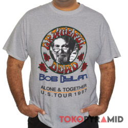 80s Vintage Grateful Dead 1987 US Tour Bob Dylan Alone Together 2 Sided Rare Shirt Front