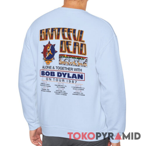 80s Vintage Grateful Dead 1987 US Tour Bob Dylan Alone Together 2 Sided Rare Sweatshirt