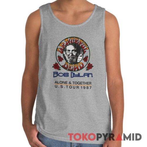 80s Vintage Grateful Dead 1987 US Tour Bob Dylan Alone Together 2 Sided Rare Tank Top
